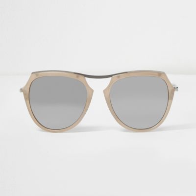 Nude silver mirror lens sunglasses